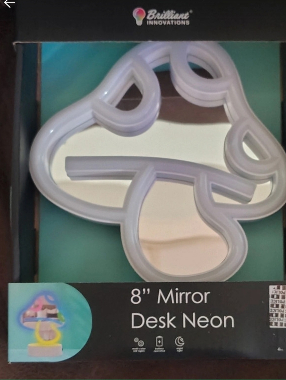 Neon Mushroom Desk Mirror